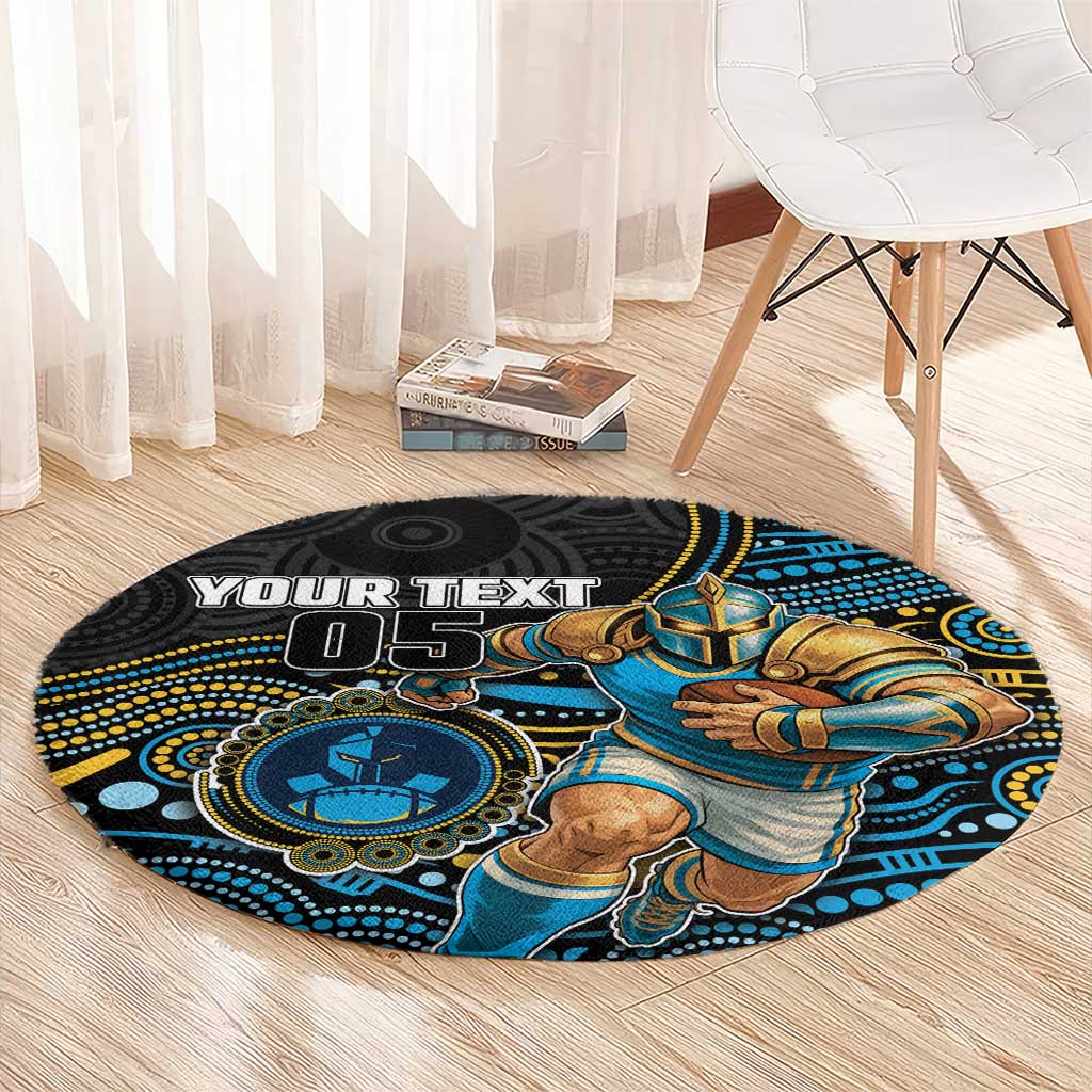Custom Titans Round Carpet Knight Mascot With Aboriginal Indigenous