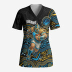 Custom Titans Scrub Top Knight Mascot With Aboriginal Indigenous