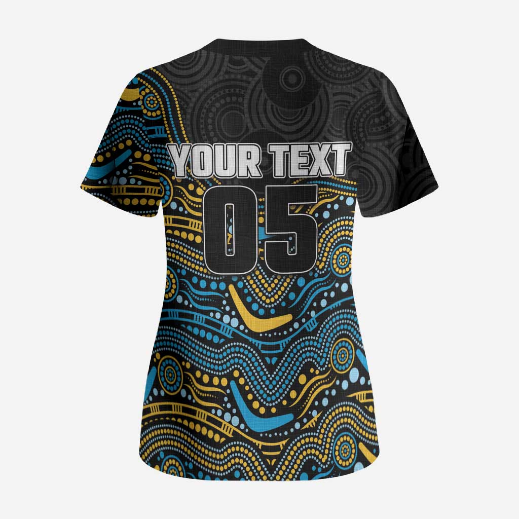 Custom Titans Scrub Top Knight Mascot With Aboriginal Indigenous