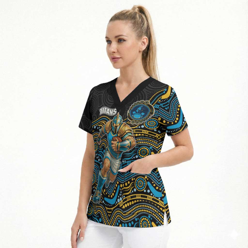 Custom Titans Scrub Top Knight Mascot With Aboriginal Indigenous