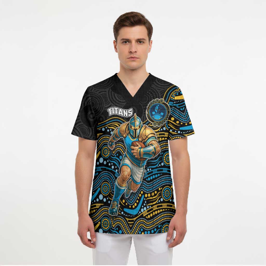 Custom Titans Scrub Top Knight Mascot With Aboriginal Indigenous