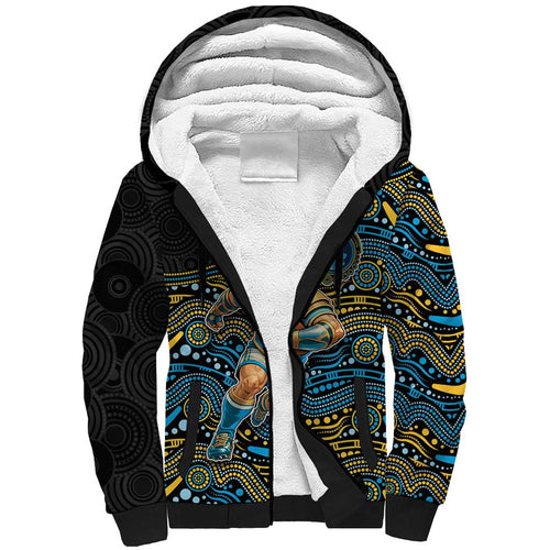 Custom Titans Sherpa Hoodie Knight Mascot With Aboriginal Indigenous