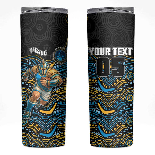 Custom Titans Skinny Tumbler Knight Mascot With Aboriginal Indigenous