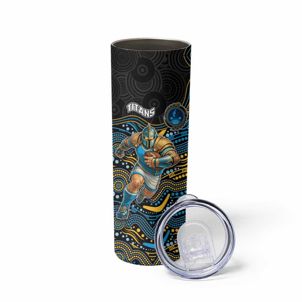 Custom Titans Skinny Tumbler Knight Mascot With Aboriginal Indigenous
