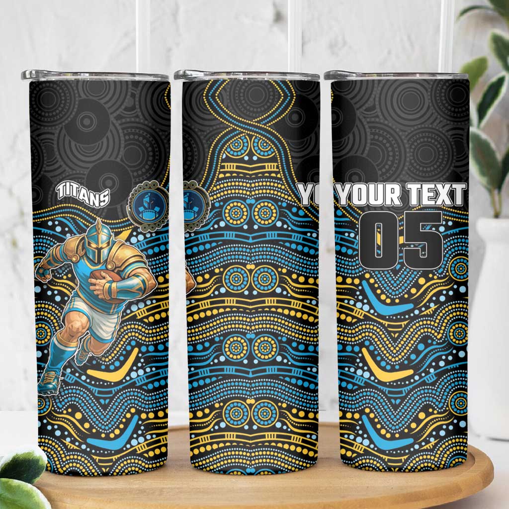 Custom Titans Skinny Tumbler Knight Mascot With Aboriginal Indigenous