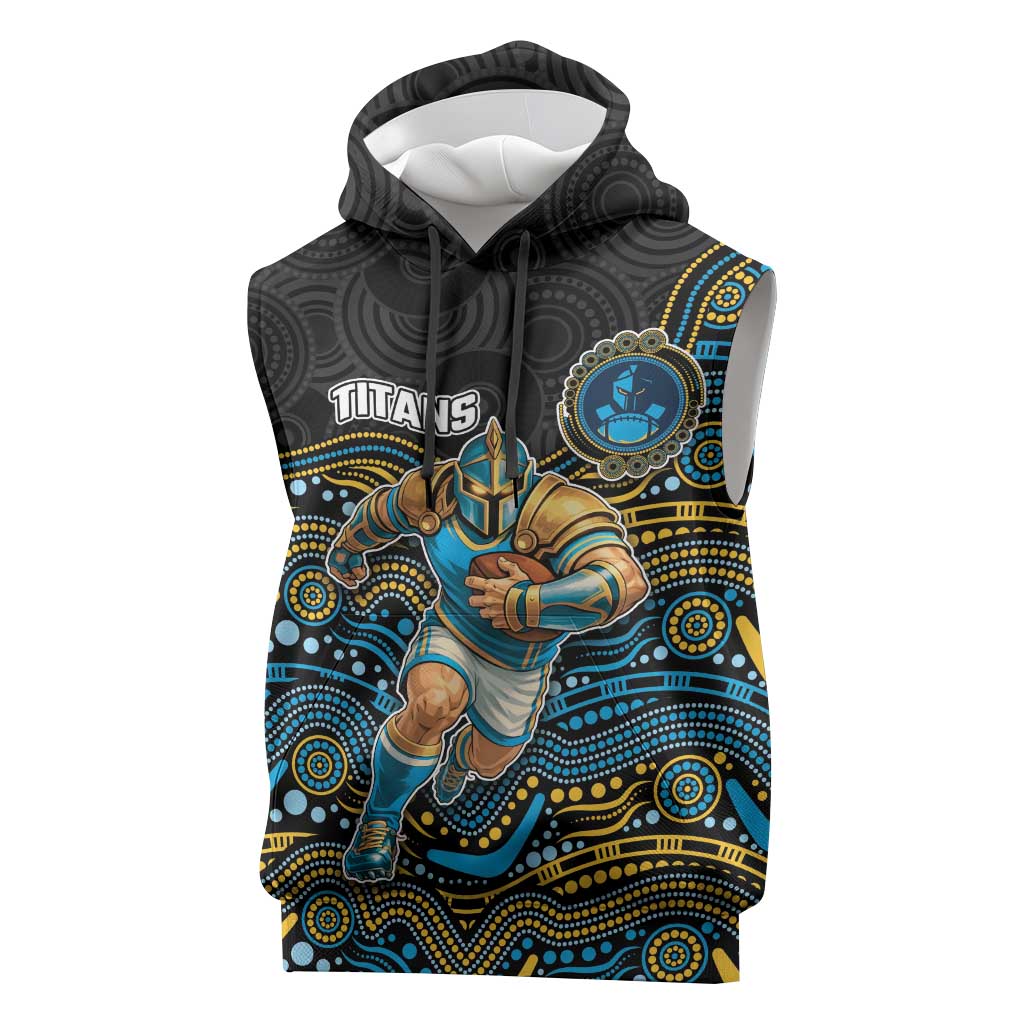 Custom Titans Sleeveless Hoodie Knight Mascot With Aboriginal Indigenous