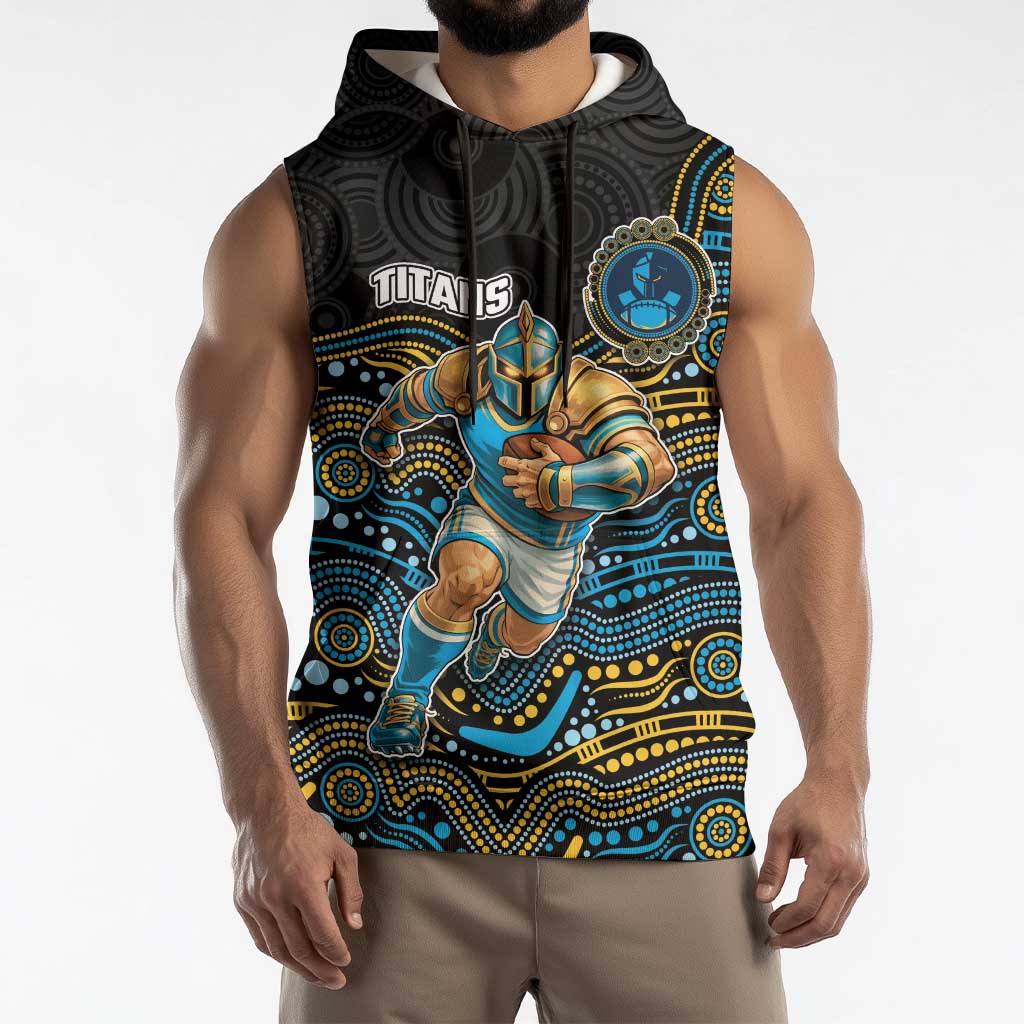 Custom Titans Sleeveless Hoodie Knight Mascot With Aboriginal Indigenous