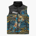 Custom Titans Sleeveless Puffer Jacket Knight Mascot With Aboriginal Indigenous