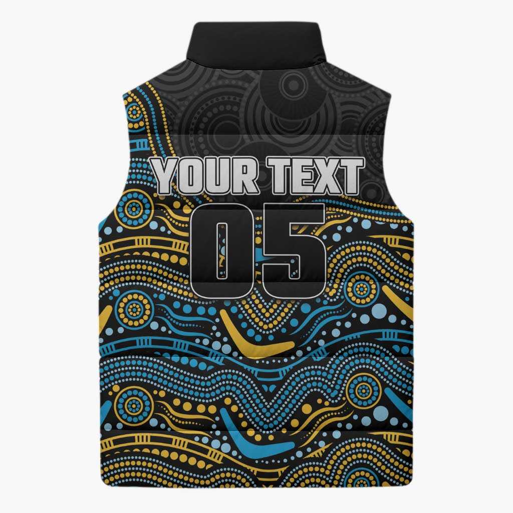 Custom Titans Sleeveless Puffer Jacket Knight Mascot With Aboriginal Indigenous