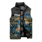 Custom Titans Sleeveless Puffer Jacket Knight Mascot With Aboriginal Indigenous