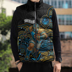 Custom Titans Sleeveless Puffer Jacket Knight Mascot With Aboriginal Indigenous