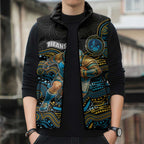 Custom Titans Sleeveless Puffer Jacket Knight Mascot With Aboriginal Indigenous
