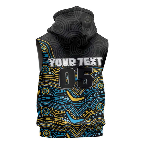 Custom Titans Sleeveless Zip Hoodie Knight Mascot With Aboriginal Indigenous