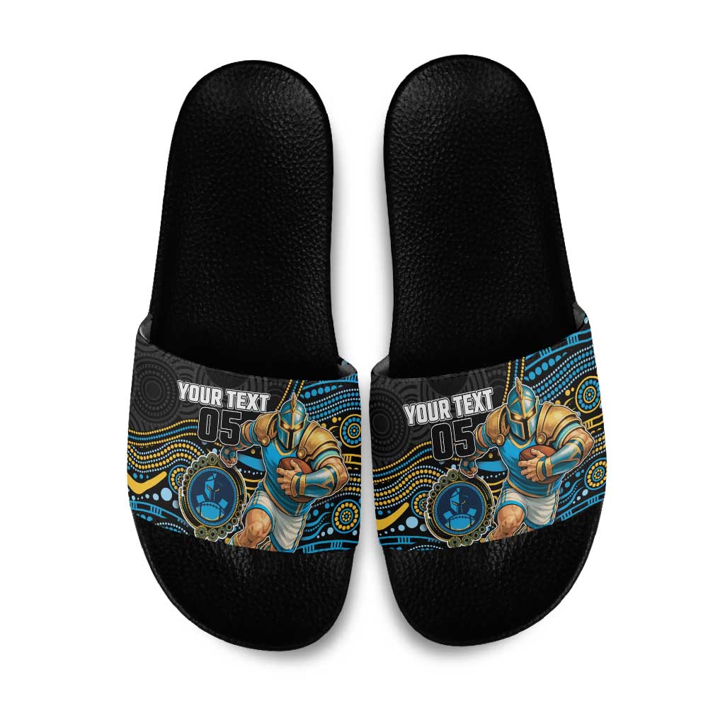Custom Titans Slide Sandals Knight Mascot With Aboriginal Indigenous