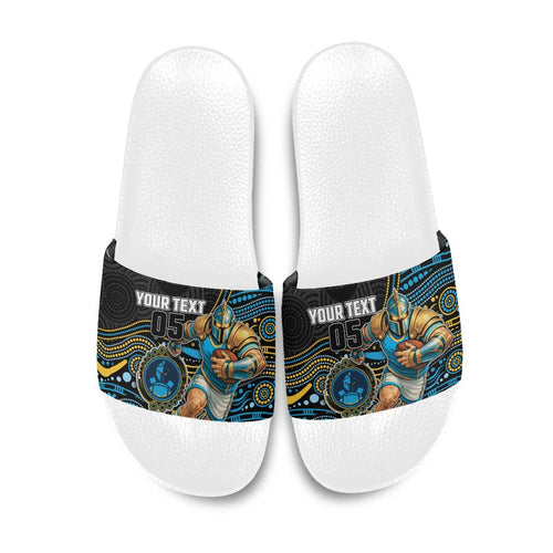 Custom Titans Slide Sandals Knight Mascot With Aboriginal Indigenous