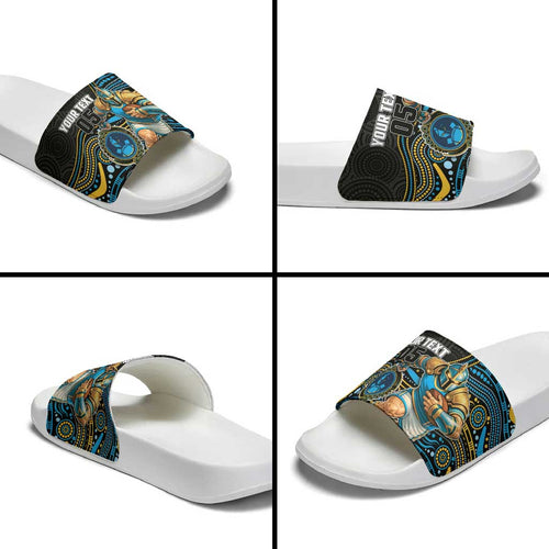Custom Titans Slide Sandals Knight Mascot With Aboriginal Indigenous