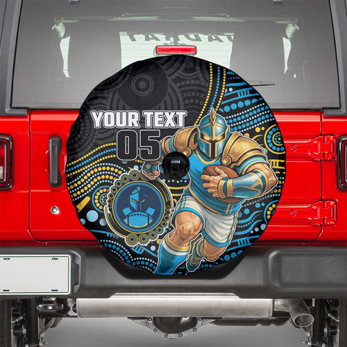 Custom Titans Spare Tire Cover Knight Mascot With Aboriginal Indigenous