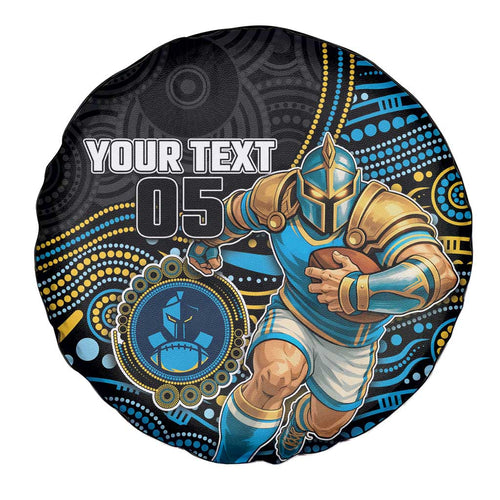 Custom Titans Spare Tire Cover Knight Mascot With Aboriginal Indigenous