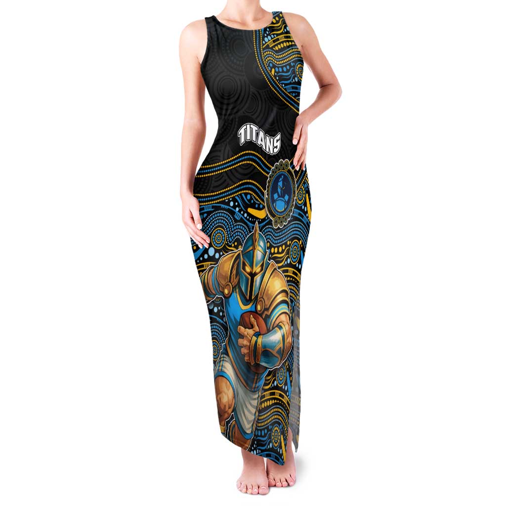 Custom Titans Tank Maxi Dress Knight Mascot With Aboriginal Indigenous