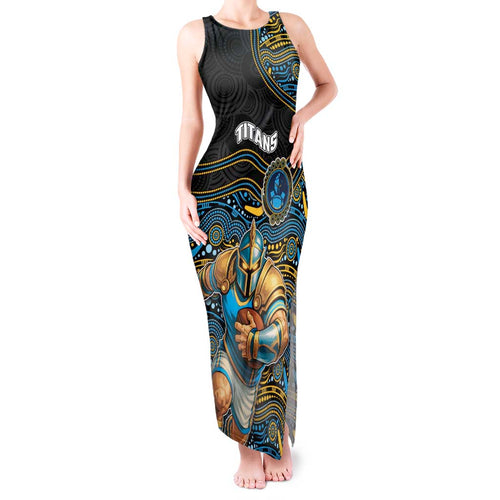 Custom Titans Tank Maxi Dress Knight Mascot With Aboriginal Indigenous
