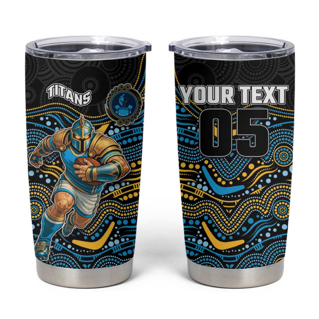Custom Titans Tumbler Cup Knight Mascot With Aboriginal Indigenous