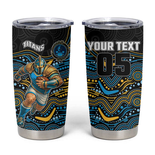 Custom Titans Tumbler Cup Knight Mascot With Aboriginal Indigenous