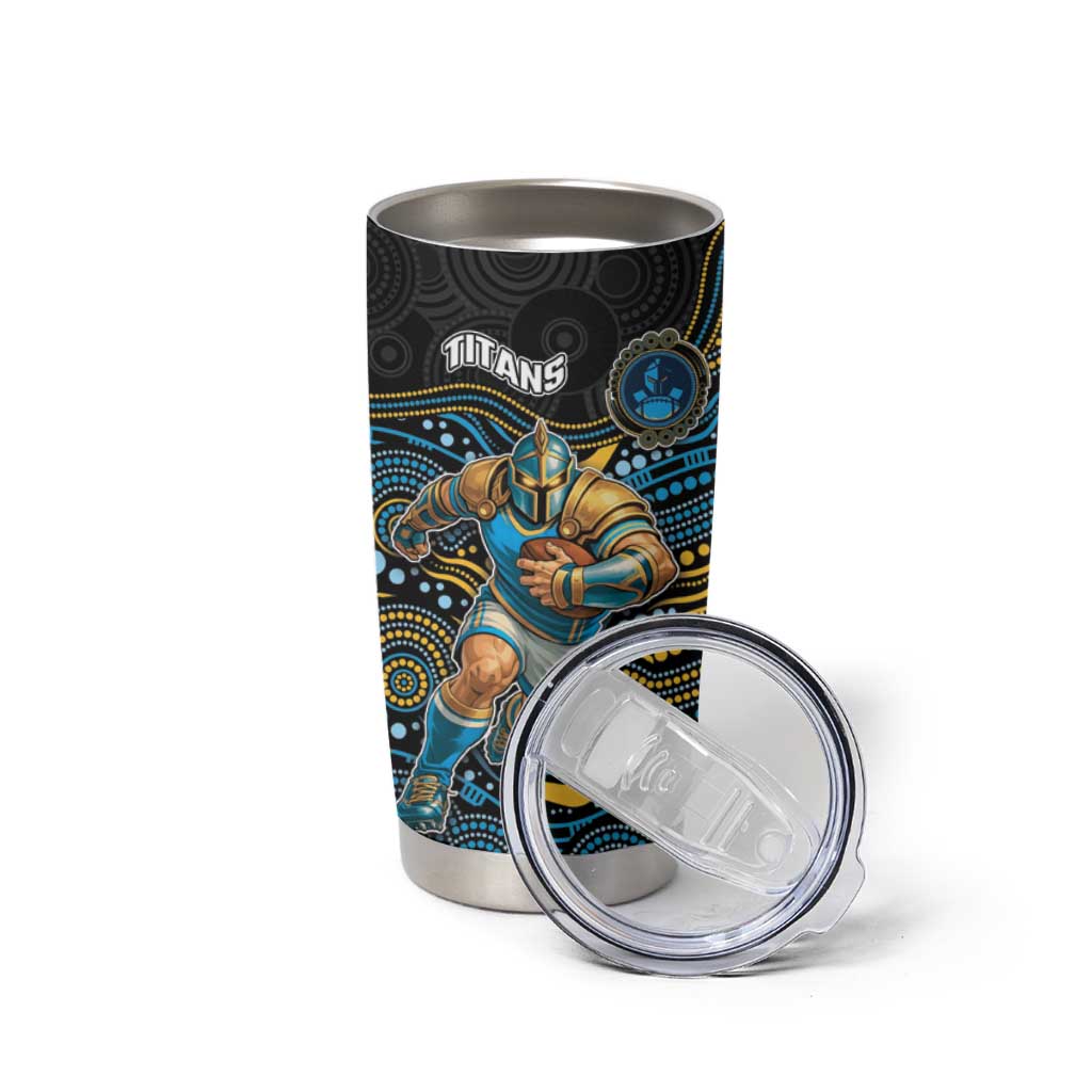 Custom Titans Tumbler Cup Knight Mascot With Aboriginal Indigenous