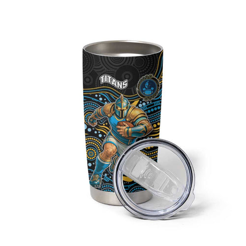 Custom Titans Tumbler Cup Knight Mascot With Aboriginal Indigenous
