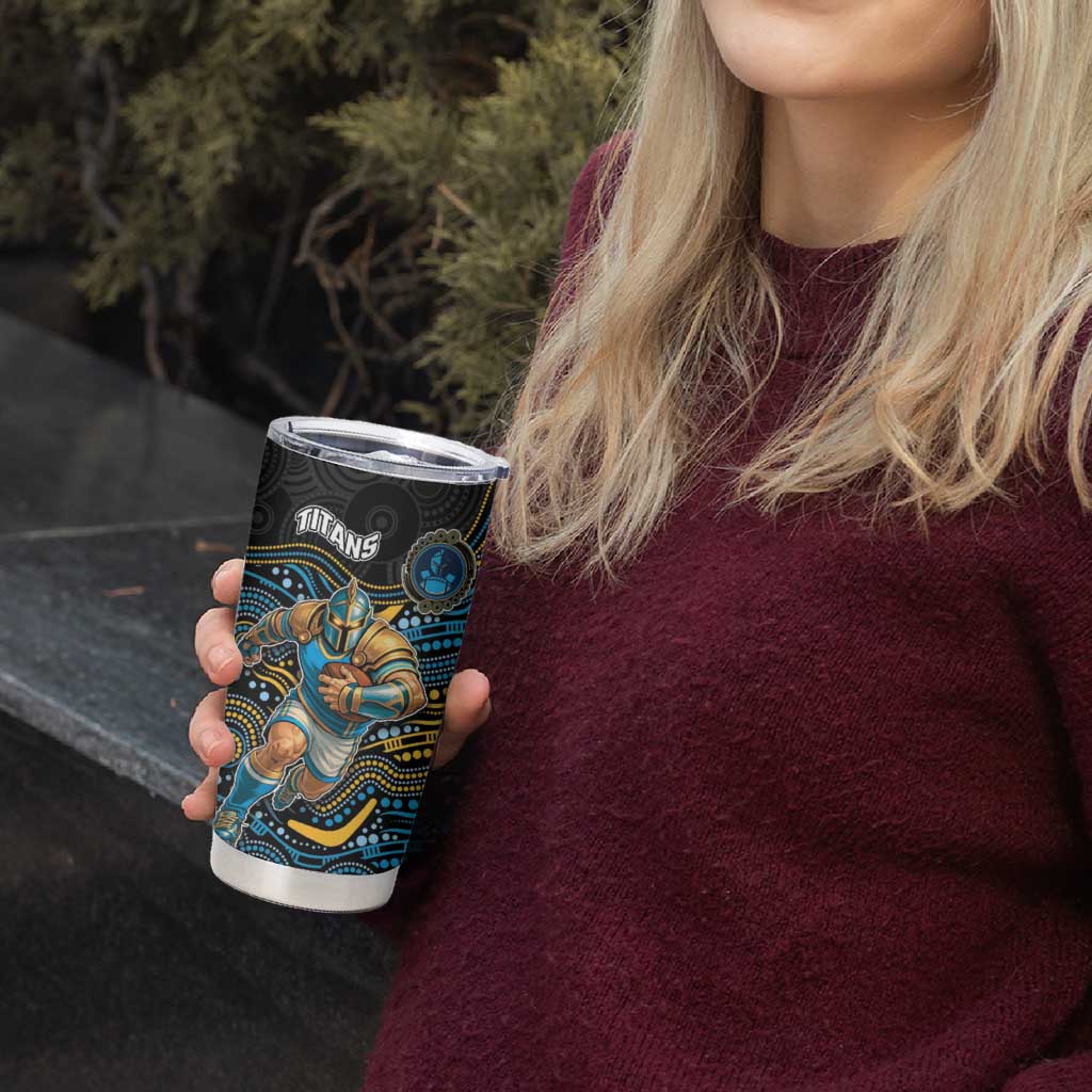 Custom Titans Tumbler Cup Knight Mascot With Aboriginal Indigenous