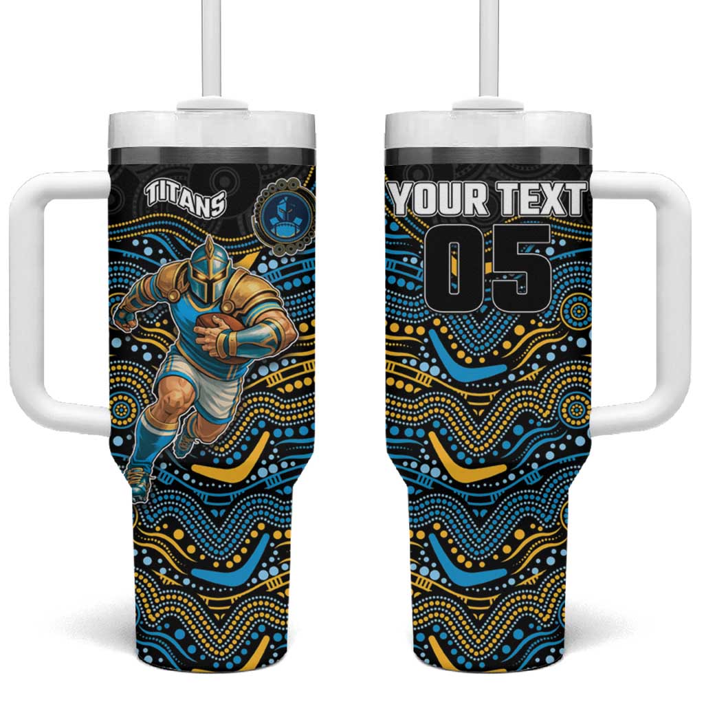 Custom Titans Tumbler With Handle Knight Mascot With Aboriginal Indigenous