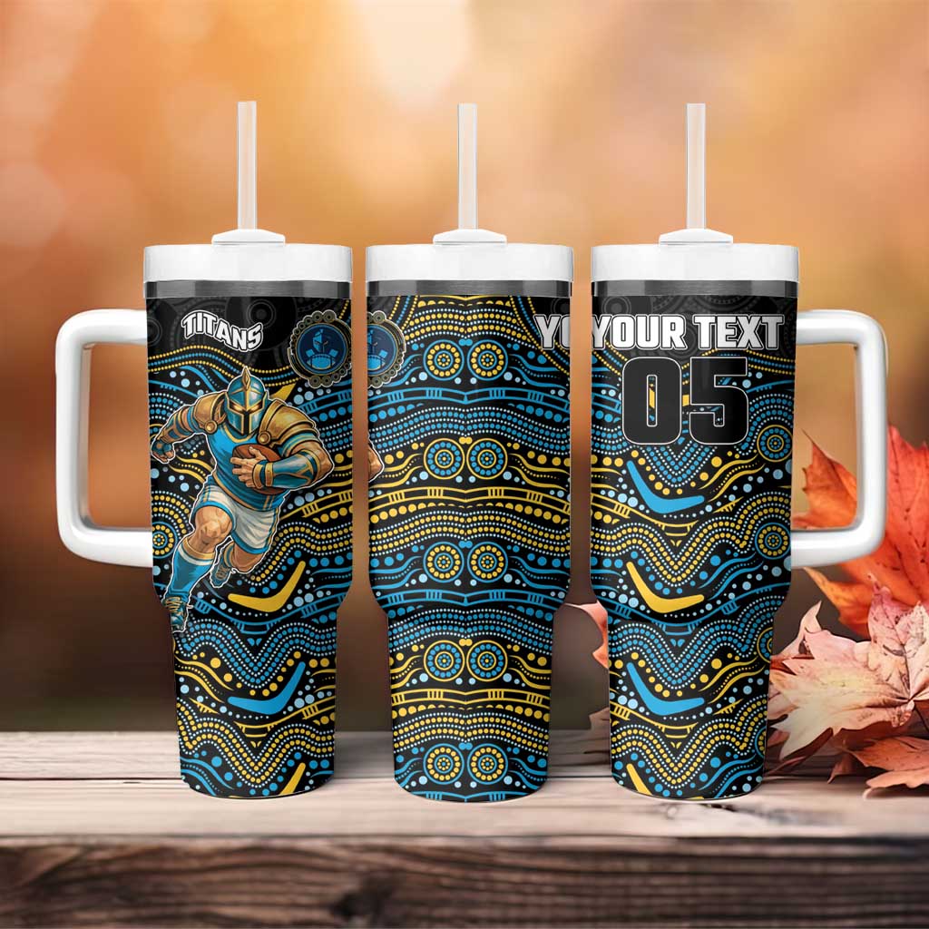Custom Titans Tumbler With Handle Knight Mascot With Aboriginal Indigenous