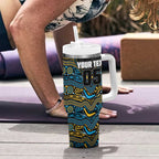 Custom Titans Tumbler With Handle Knight Mascot With Aboriginal Indigenous