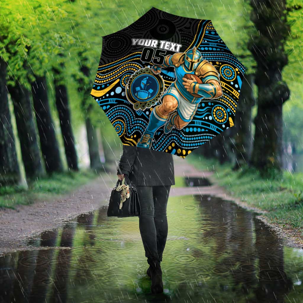 Custom Titans Umbrella Knight Mascot With Aboriginal Indigenous