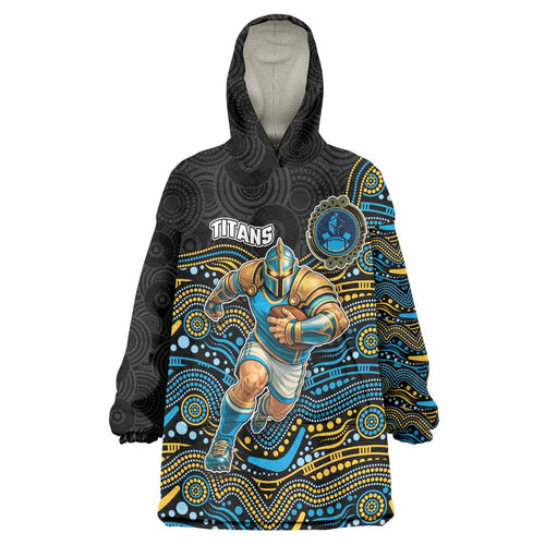 Custom Titans Wearable Blanket Hoodie Knight Mascot With Aboriginal Indigenous
