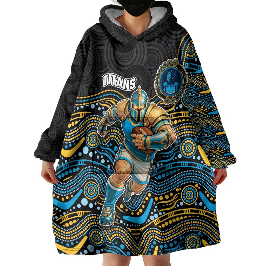 Custom Titans Wearable Blanket Hoodie Knight Mascot With Aboriginal Indigenous