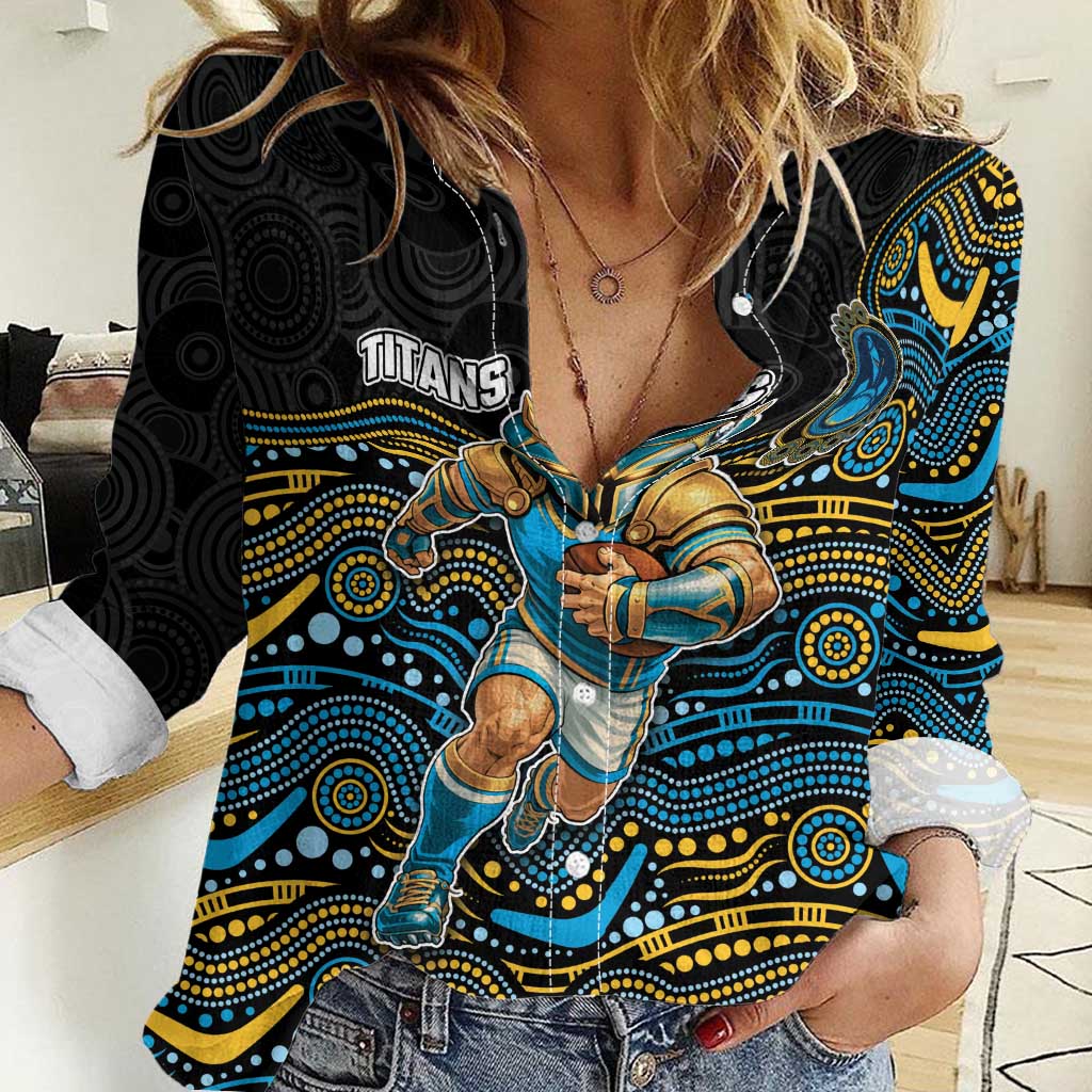 Custom Titans Women Casual Shirt Knight Mascot With Aboriginal Indigenous
