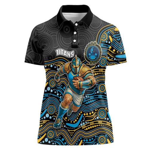 Custom Titans Women Polo Shirt Knight Mascot With Aboriginal Indigenous