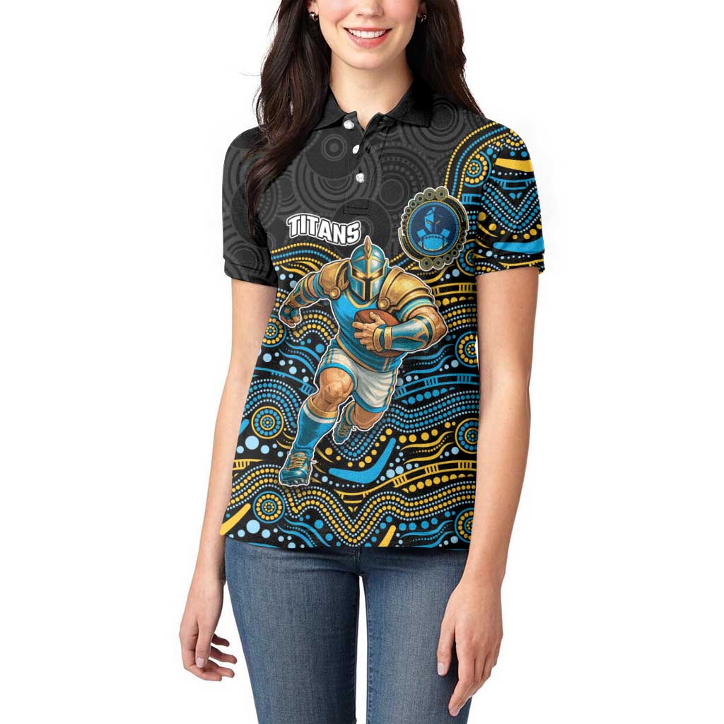 Custom Titans Women Polo Shirt Knight Mascot With Aboriginal Indigenous