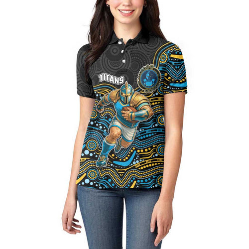 Custom Titans Women Polo Shirt Knight Mascot With Aboriginal Indigenous