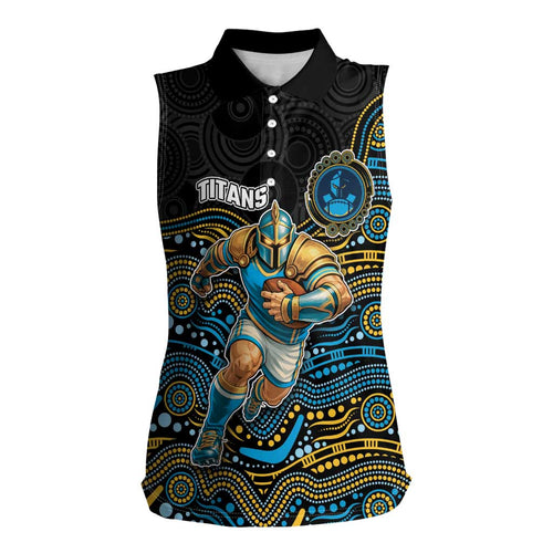 Custom Titans Women Sleeveless Polo Shirt Knight Mascot With Aboriginal Indigenous