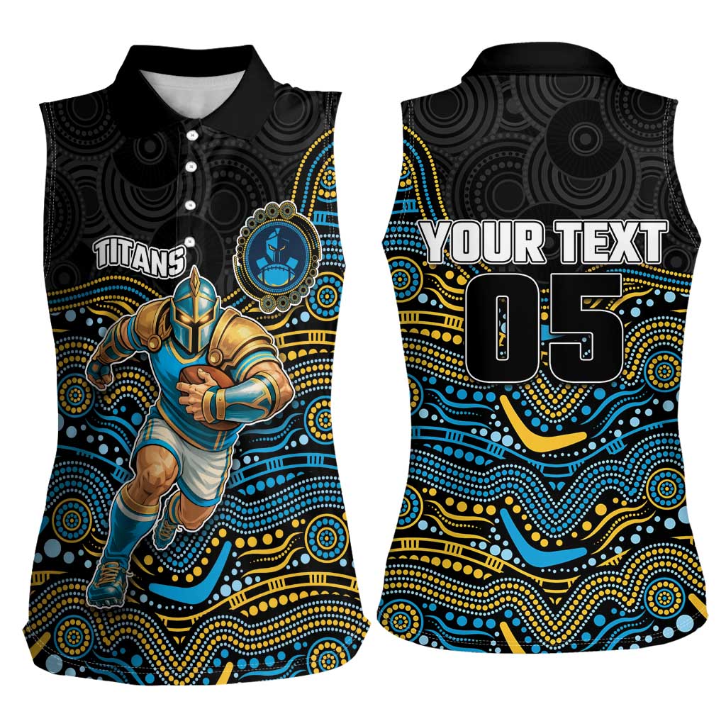 Custom Titans Women Sleeveless Polo Shirt Knight Mascot With Aboriginal Indigenous