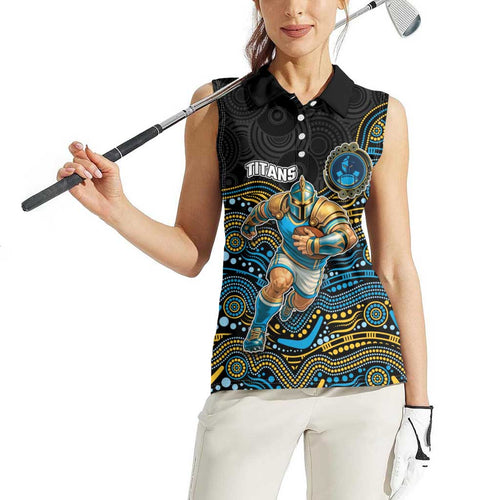 Custom Titans Women Sleeveless Polo Shirt Knight Mascot With Aboriginal Indigenous