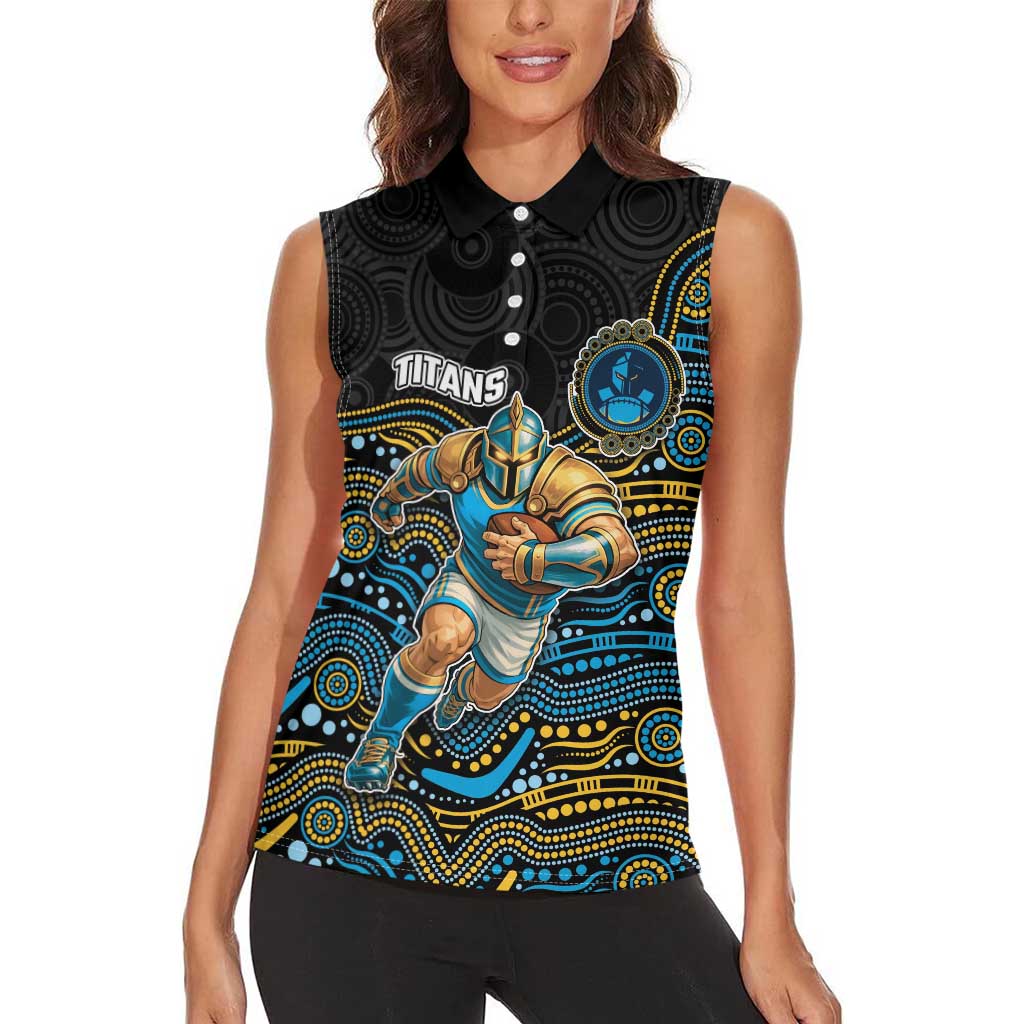 Custom Titans Women Sleeveless Polo Shirt Knight Mascot With Aboriginal Indigenous