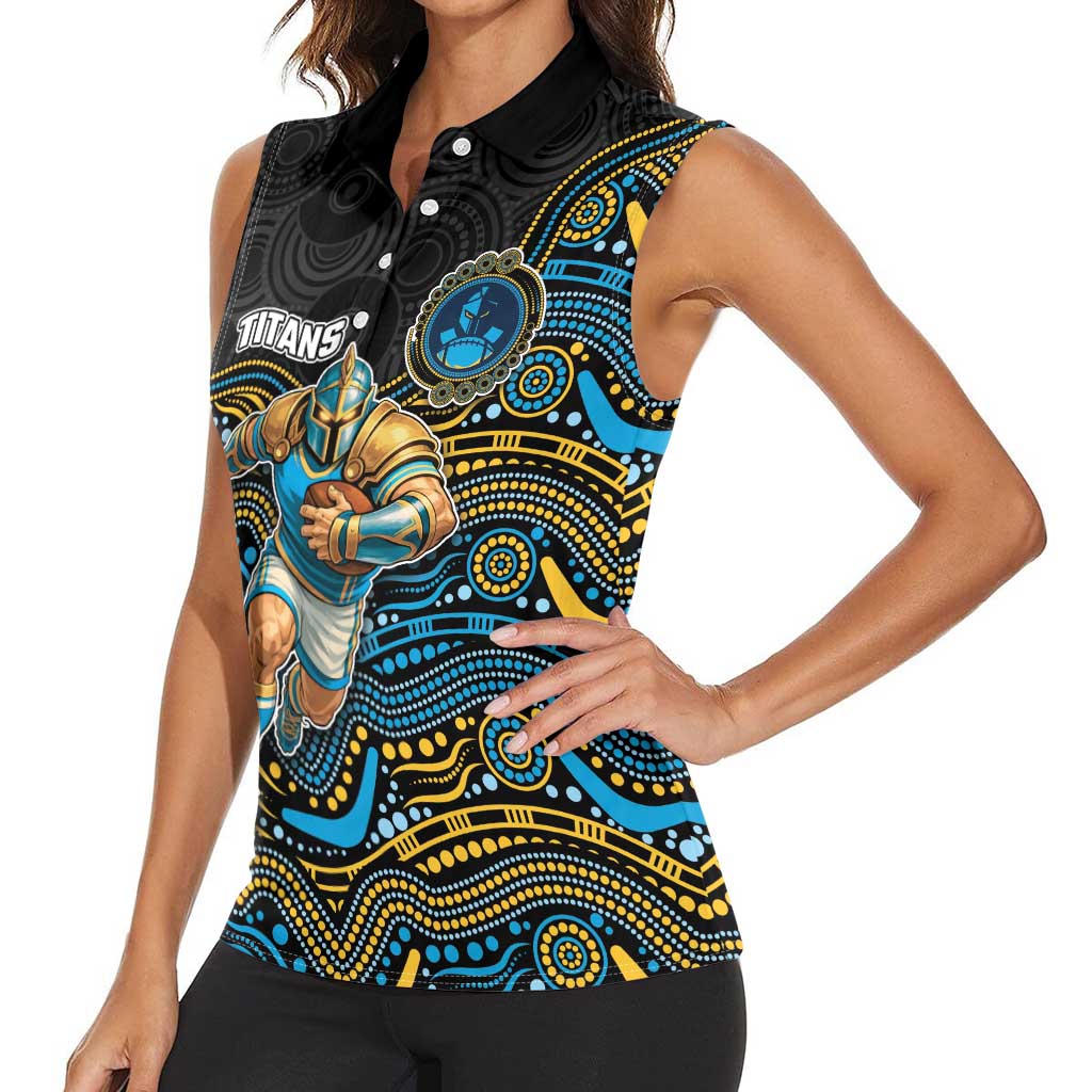Custom Titans Women Sleeveless Polo Shirt Knight Mascot With Aboriginal Indigenous