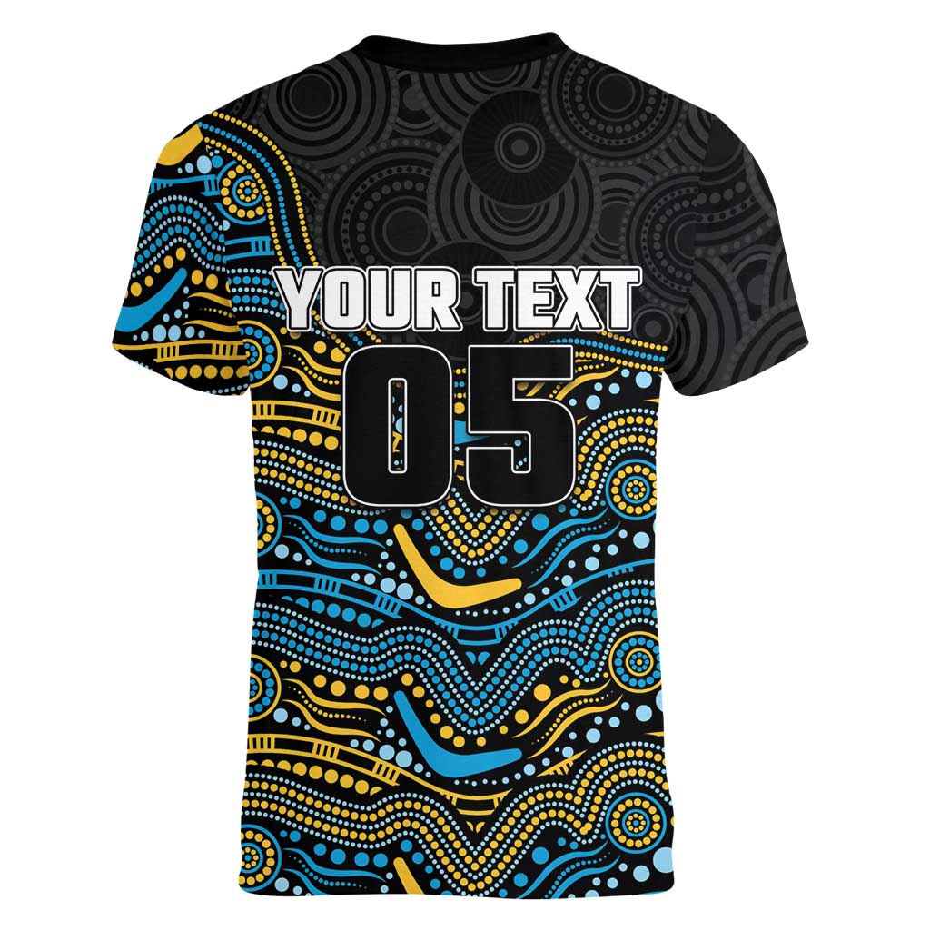 Custom Titans Women V-Neck T-Shirt Knight Mascot With Aboriginal Indigenous