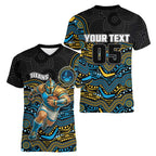 Custom Titans Women V-Neck T-Shirt Knight Mascot With Aboriginal Indigenous