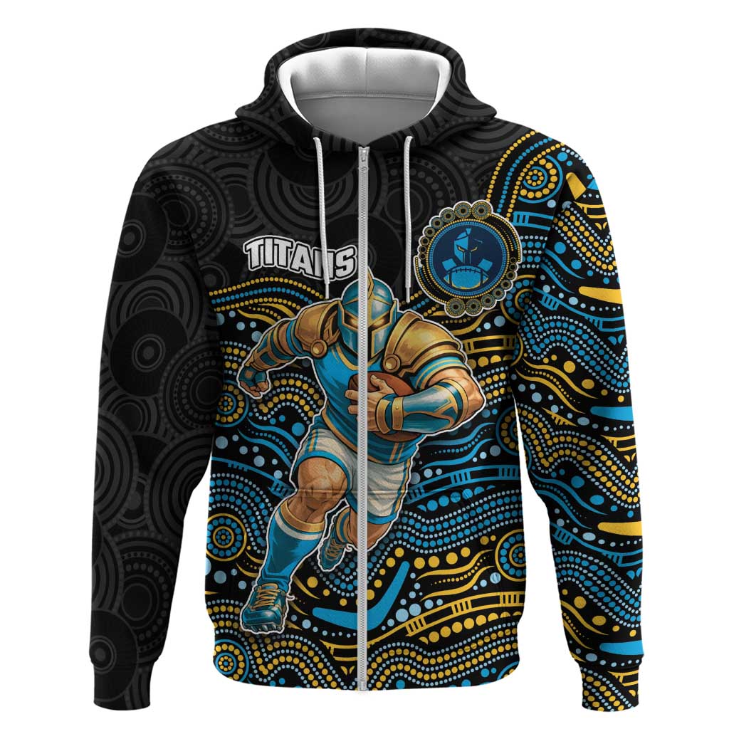 Custom Titans Zip Hoodie Knight Mascot With Aboriginal Indigenous