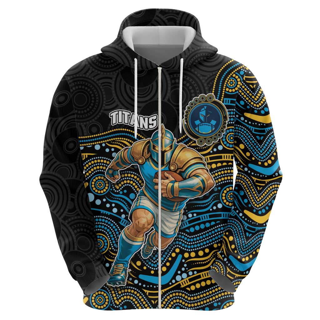 Custom Titans Zip Hoodie Knight Mascot With Aboriginal Indigenous
