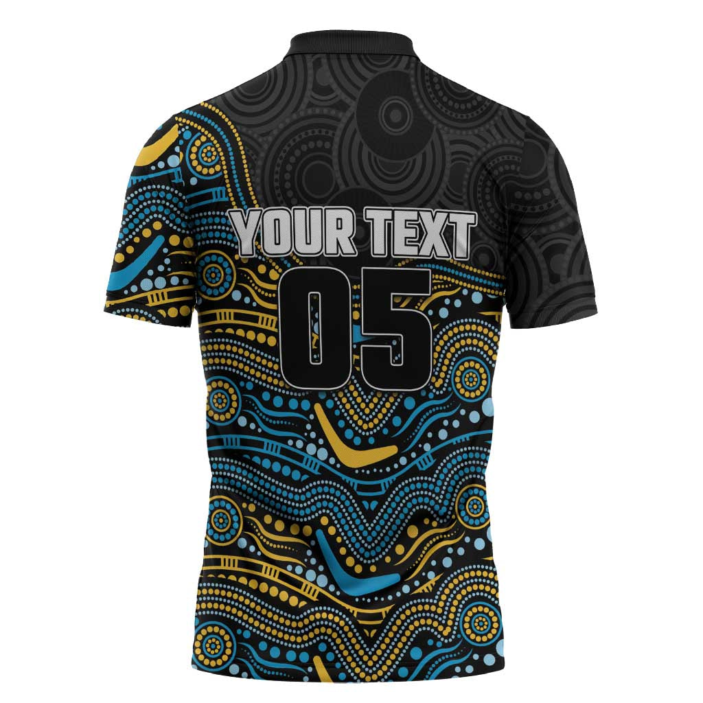 Custom Titans Zipper Polo Shirt Knight Mascot With Aboriginal Indigenous