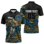Custom Titans Zipper Polo Shirt Knight Mascot With Aboriginal Indigenous